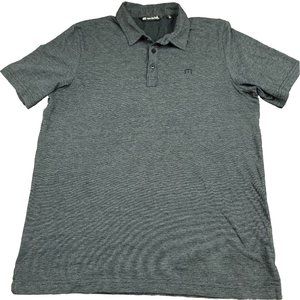 Travis Mathew Mens L Shirt Polo Micro-Striped Golf Athletic Outdoors Dark‎ Gray